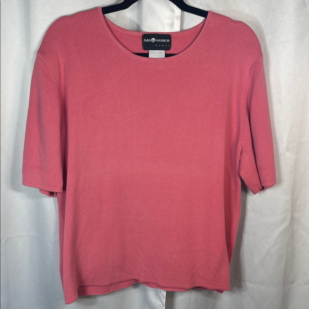 7. Sag Harbor Coral Light Short Sleeve Sweater